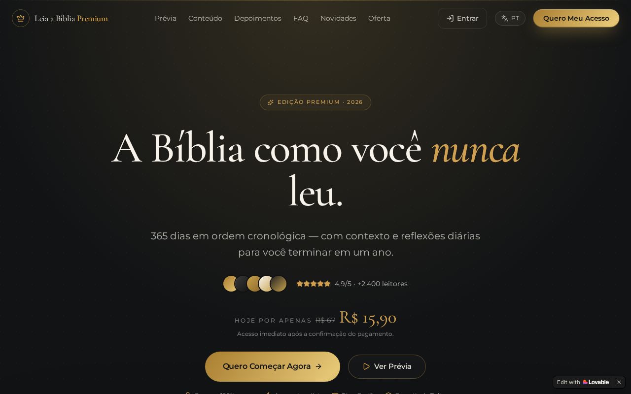 Mockup do projeto: Leia a Bíblia Premium