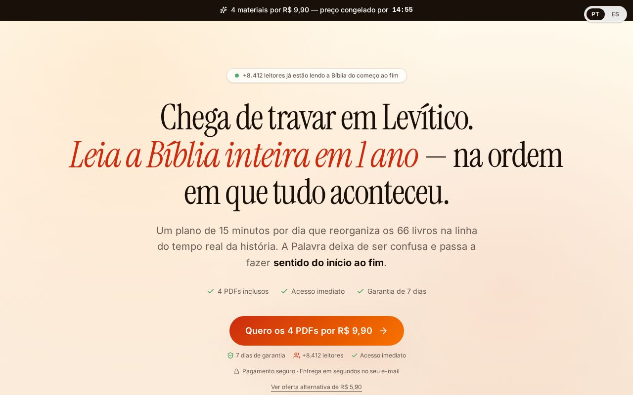 Mockup do projeto: Lendo a Bíblia